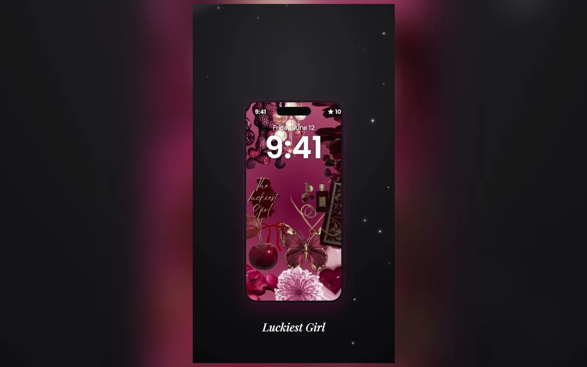 iPhone home screen with a textured near-black wallpaper behind tinted app icons