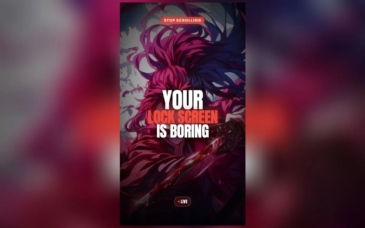Several anime lock screens shown as a set of iPhone previews