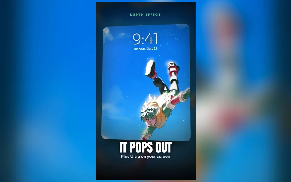 A My Hero Academia wallpaper shown on an iPhone lock screen