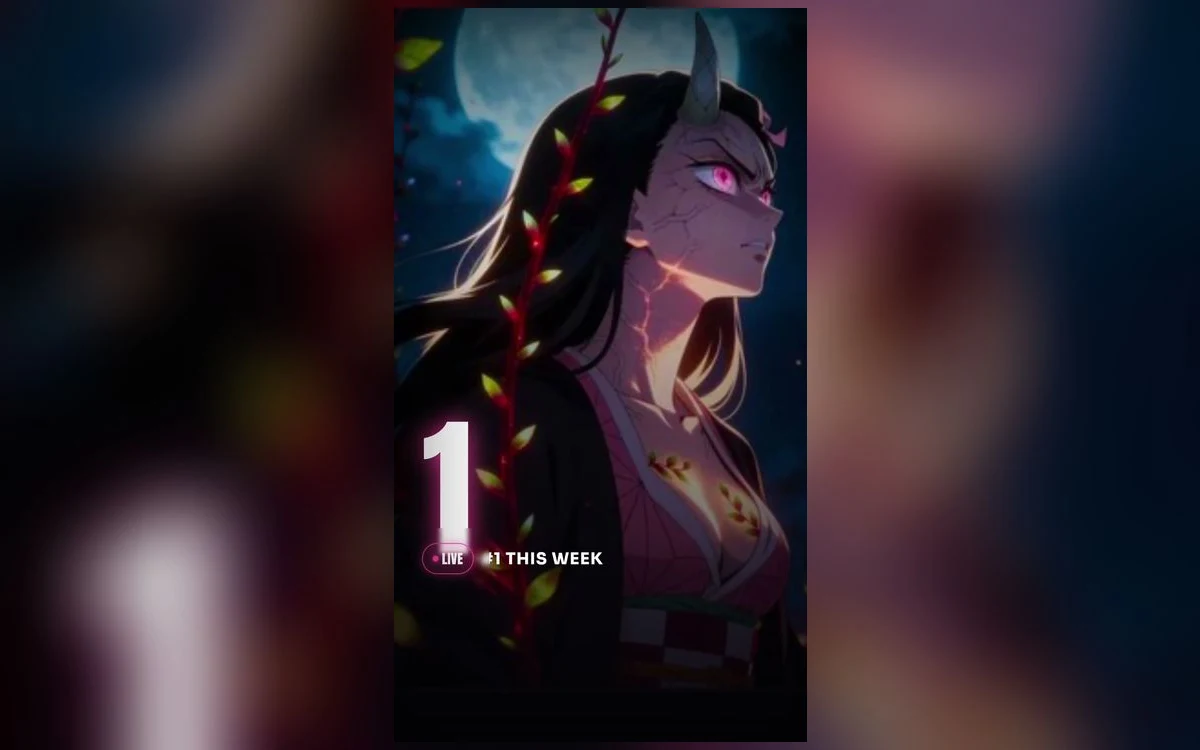A Nezuko wallpaper shown on an iPhone lock screen