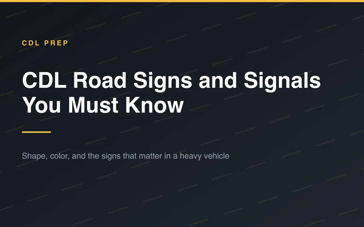 Yellow diamond warning signs beside a black-on-white regulatory sign on a highway shoulder