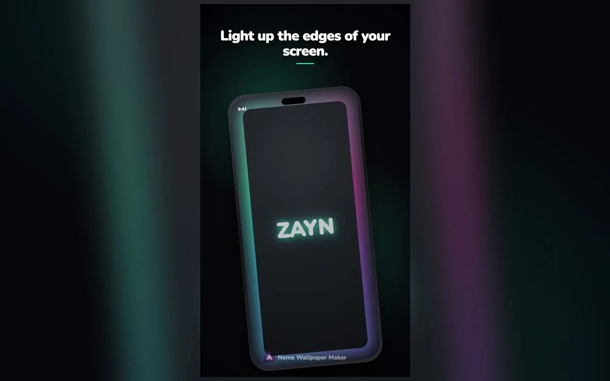 iPhone lock screen showing a name in bright amber lettering on a deep black background