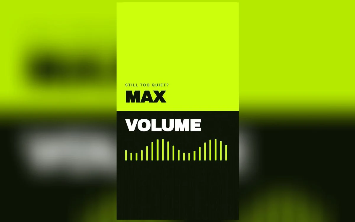 The iPhone volume slider at maximum with audio settings open